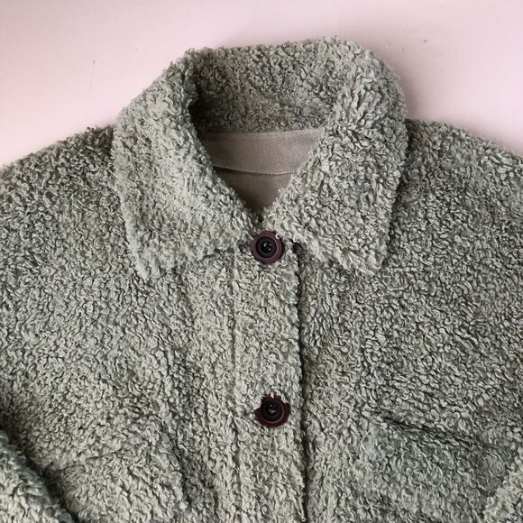 MOTF Faux Sherpa Crop Jacket Green Size Large - Picture 9 of 12